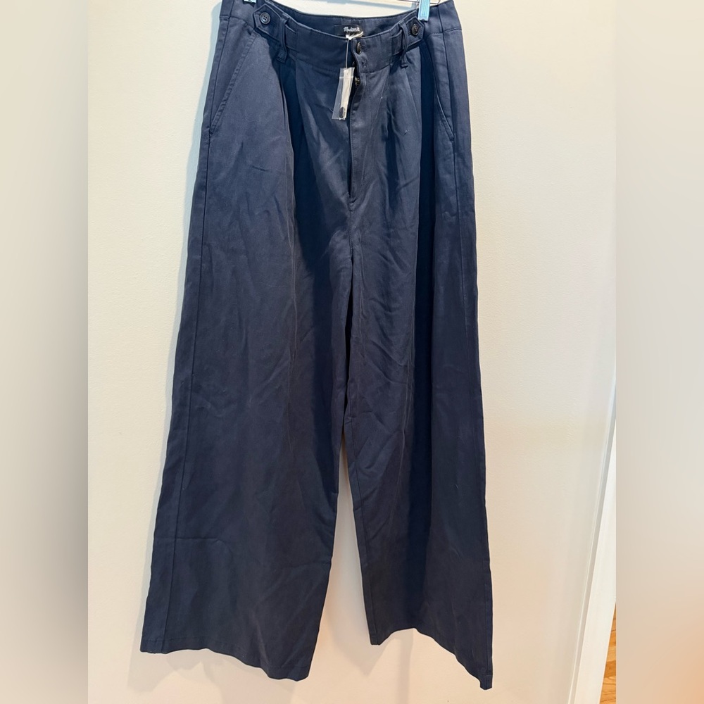 Madewell Navy Wide-Leg High-Rise Trousers
